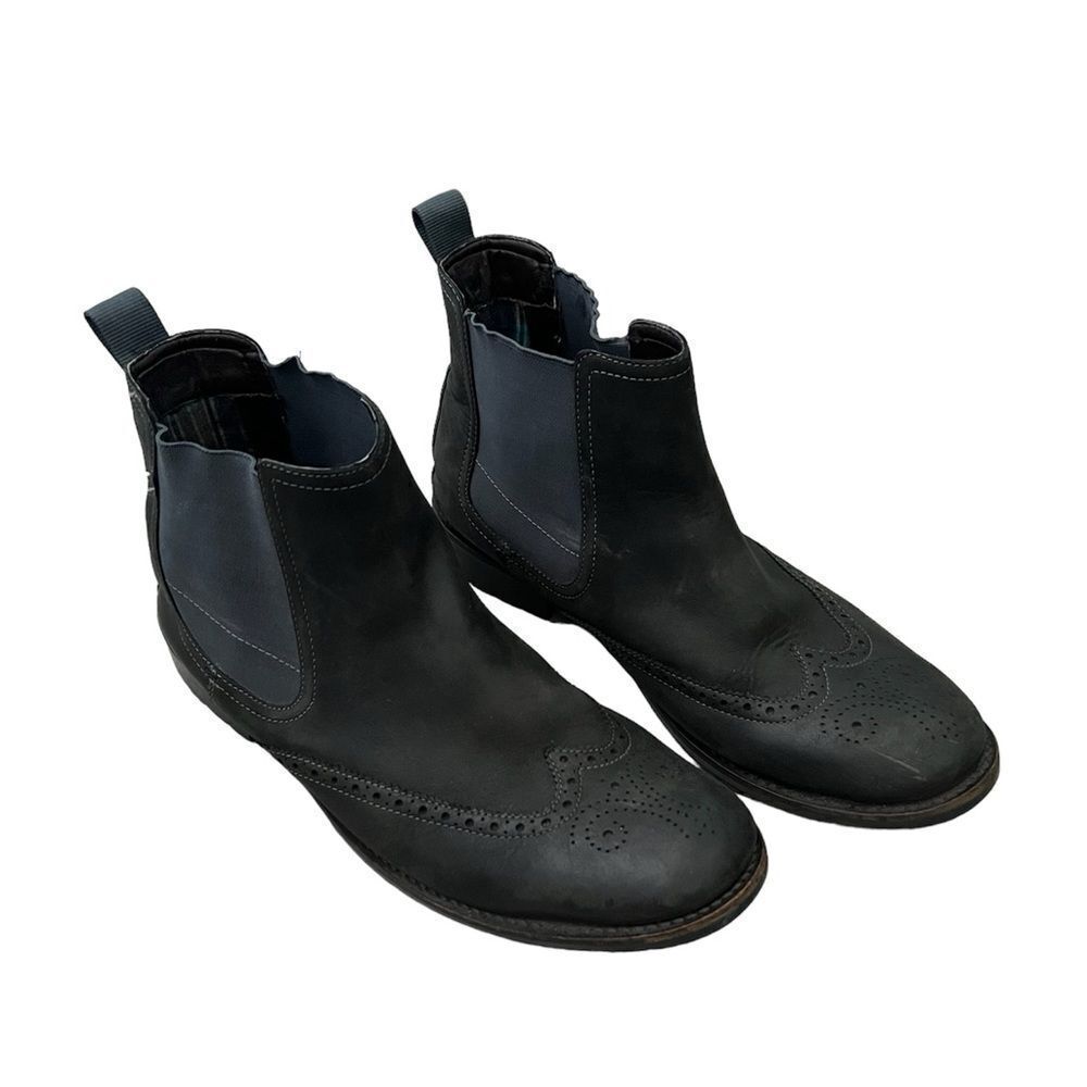 Clarks Garnet Wingtip Chelsea Boot Dark Grey Leather 11 M